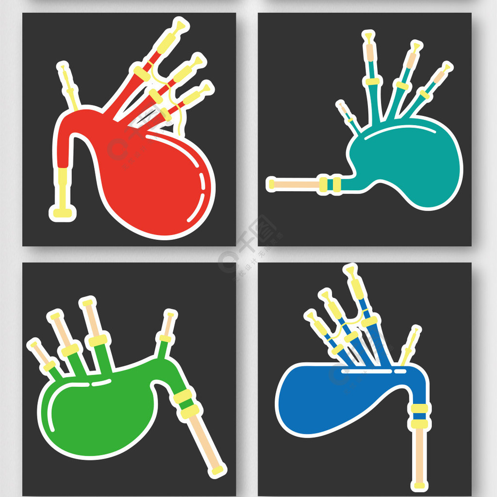 卡通风笛图案元素