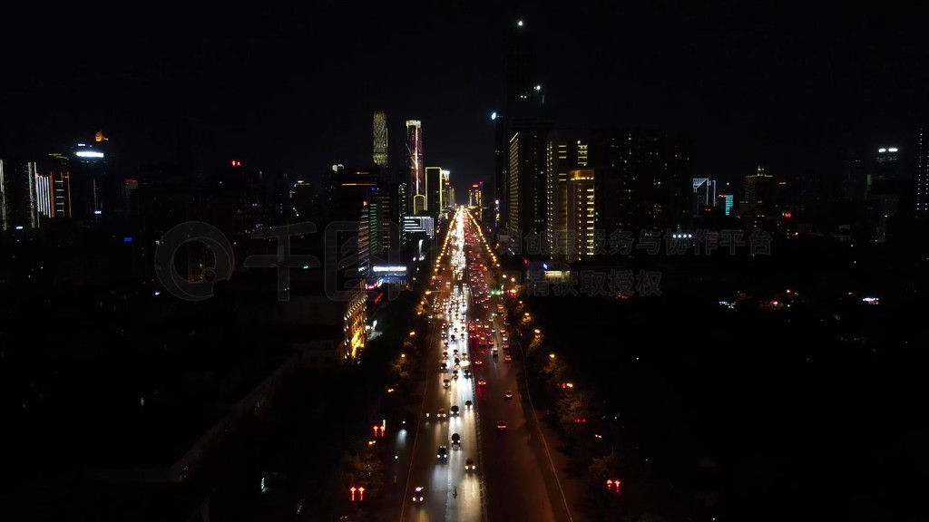 河北石家庄城市夜景交通航拍