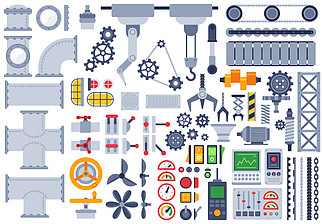 汽车构造不同的机构,技术齿轮,小齿轮,轴,接头,工厂设备机器零件矢量