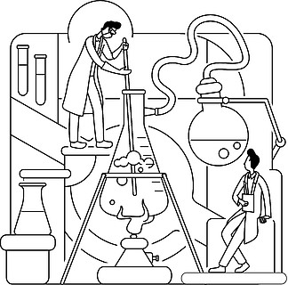 科学实验室工作人员,化学家 用于网页设计的 2d 卡通人物.