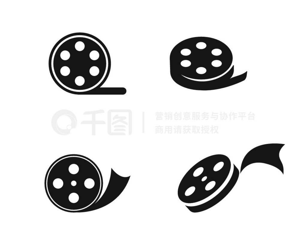 Film roll logo - vector black cinema and movie design element or icon - ʸͼ