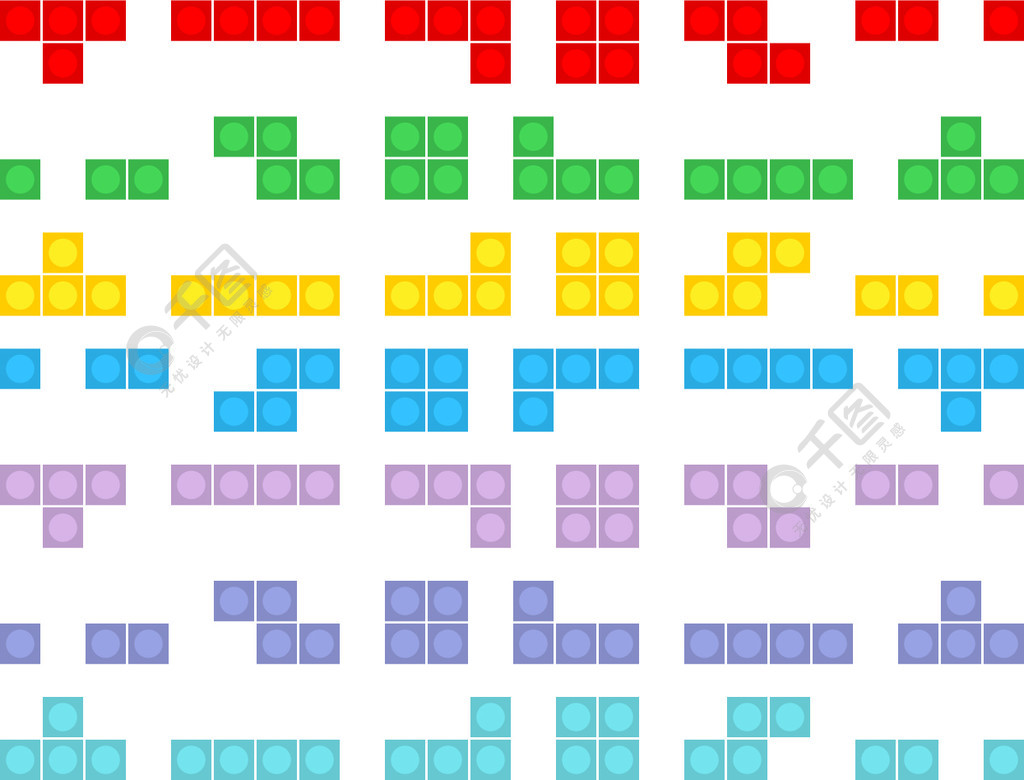 游戏俄罗斯方块像素砖创辉无缝图案游戏背景