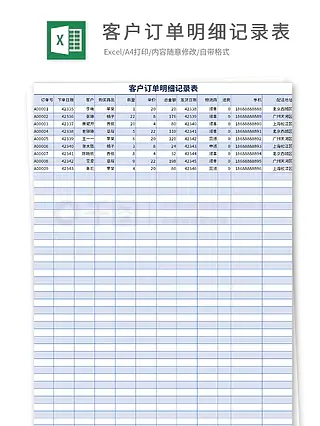 客户订单明细记录表