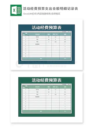 活动经费预算支出金额明细记录excel表