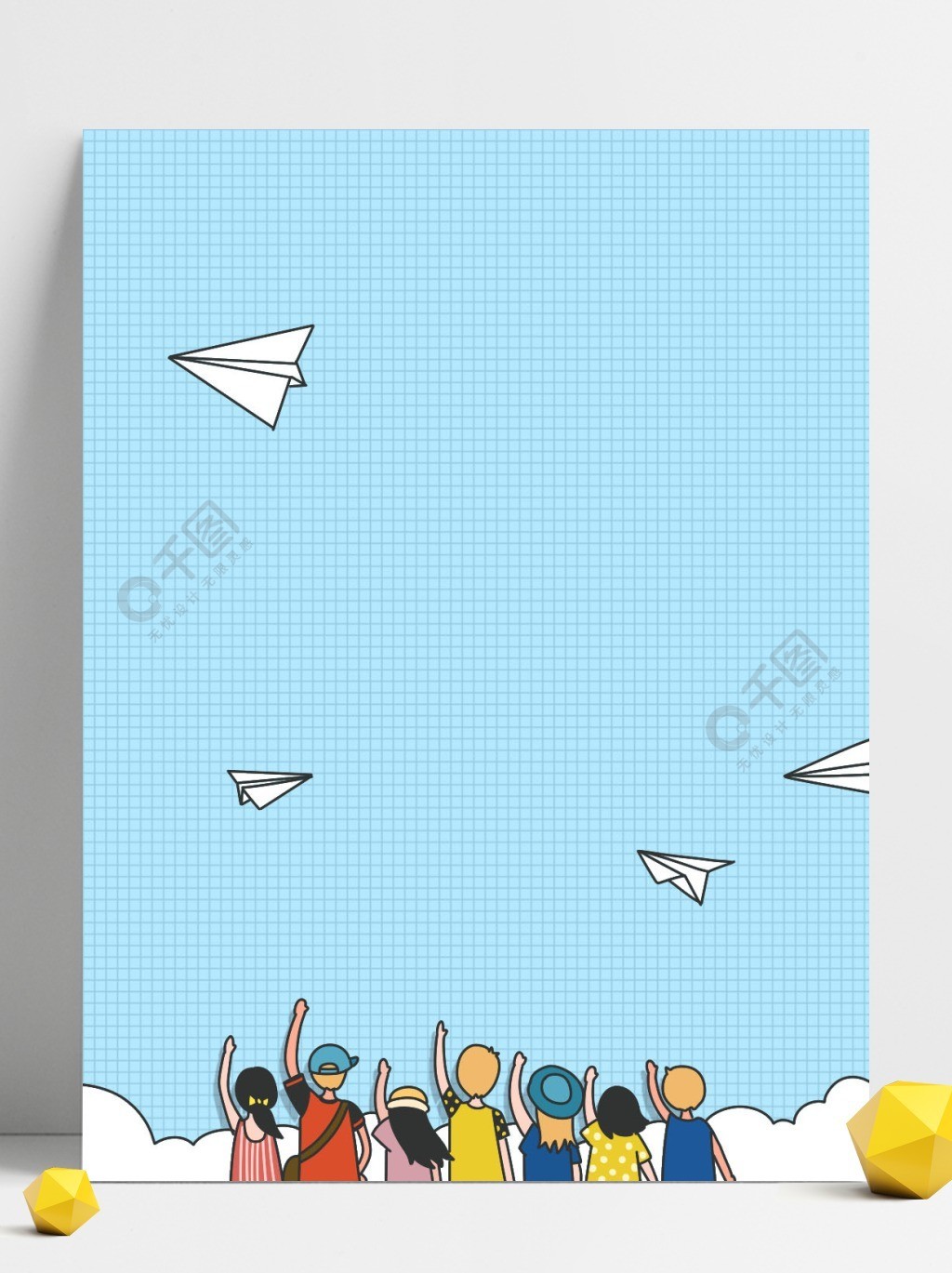 大气卡通毕业季放纸飞机背景设计2年前发布