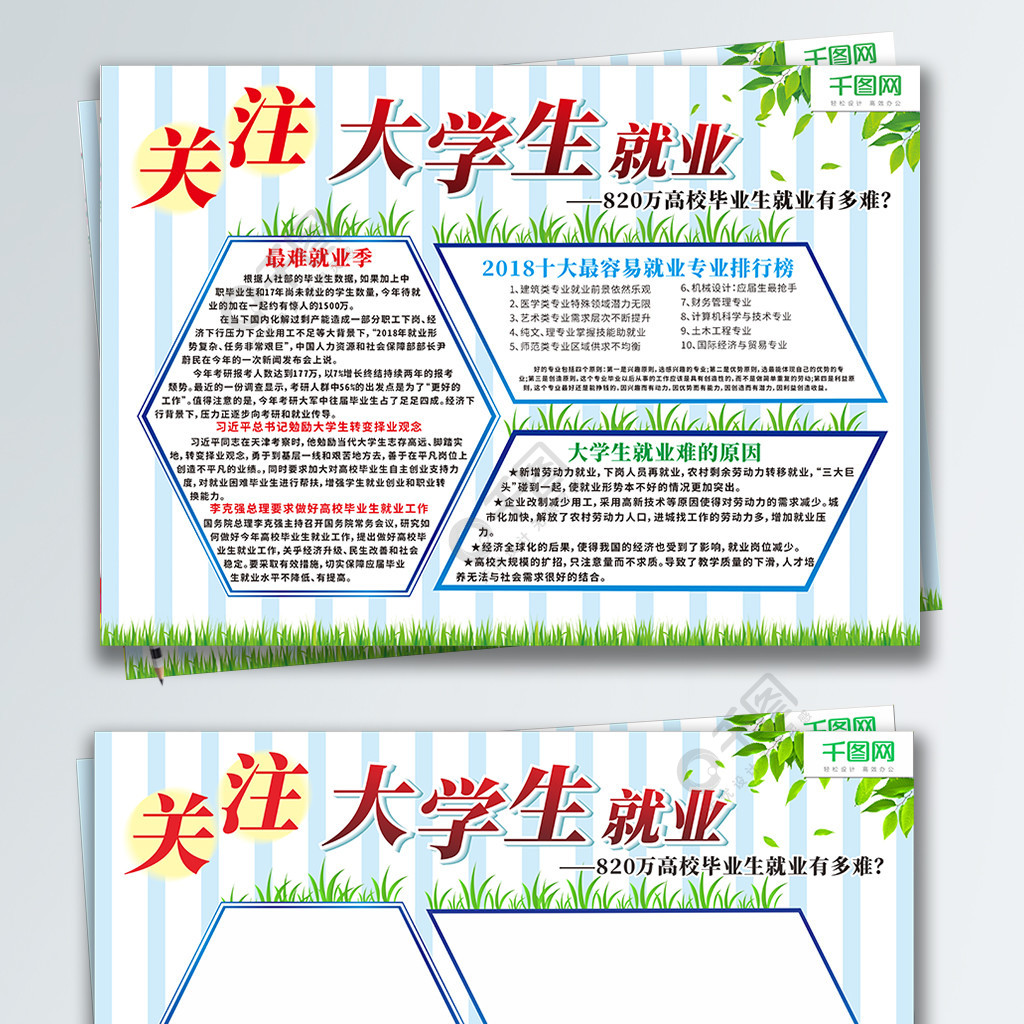 关注大学生就业党建党政清新手抄报