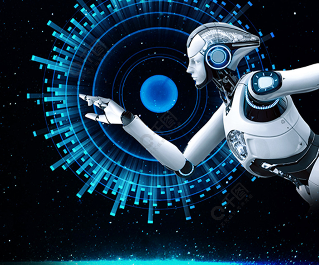 蓝色ai人工智能机器人科技海报