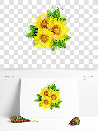 手绘向日葵 i>花/i>卉元素
