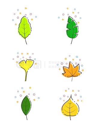 MBE图标树叶卡通植物印花图案可商用元素