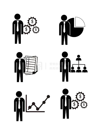 黑色简约小人商务图标齿轮矢量可商用元素