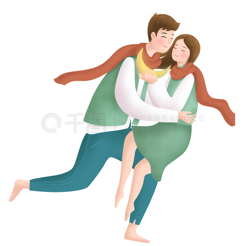 拥抱的情侣插图(情人节、拥抱、情侣、男性、女性、人物)手绘插图_北极熊素材库