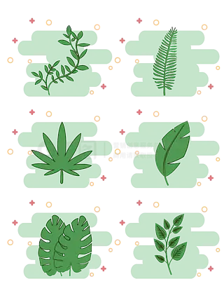 原创矢量小清新卡通植物叶子可商用