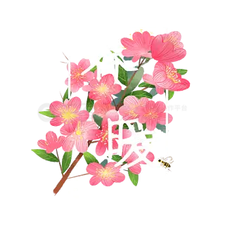 花与字小清新植物插画元素