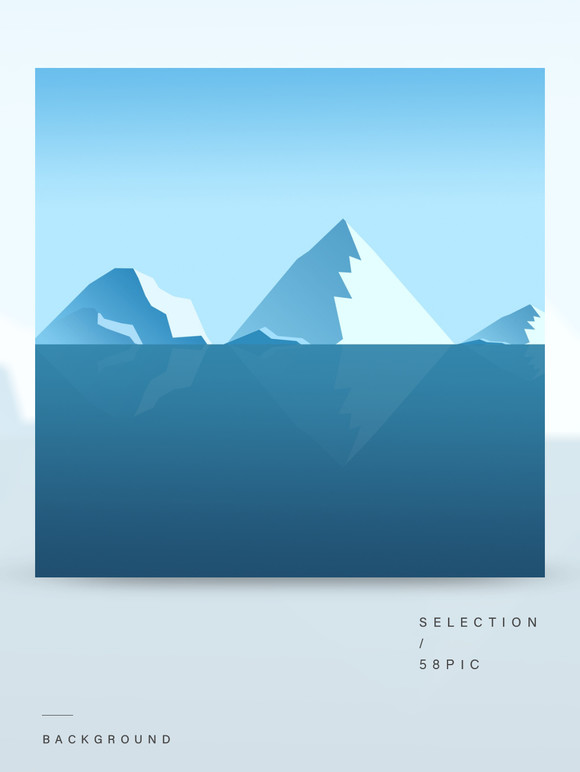 冰川蓝色设计装饰图案标签:创意蓝色冰山2,手绘冰川冰山简约小清新
