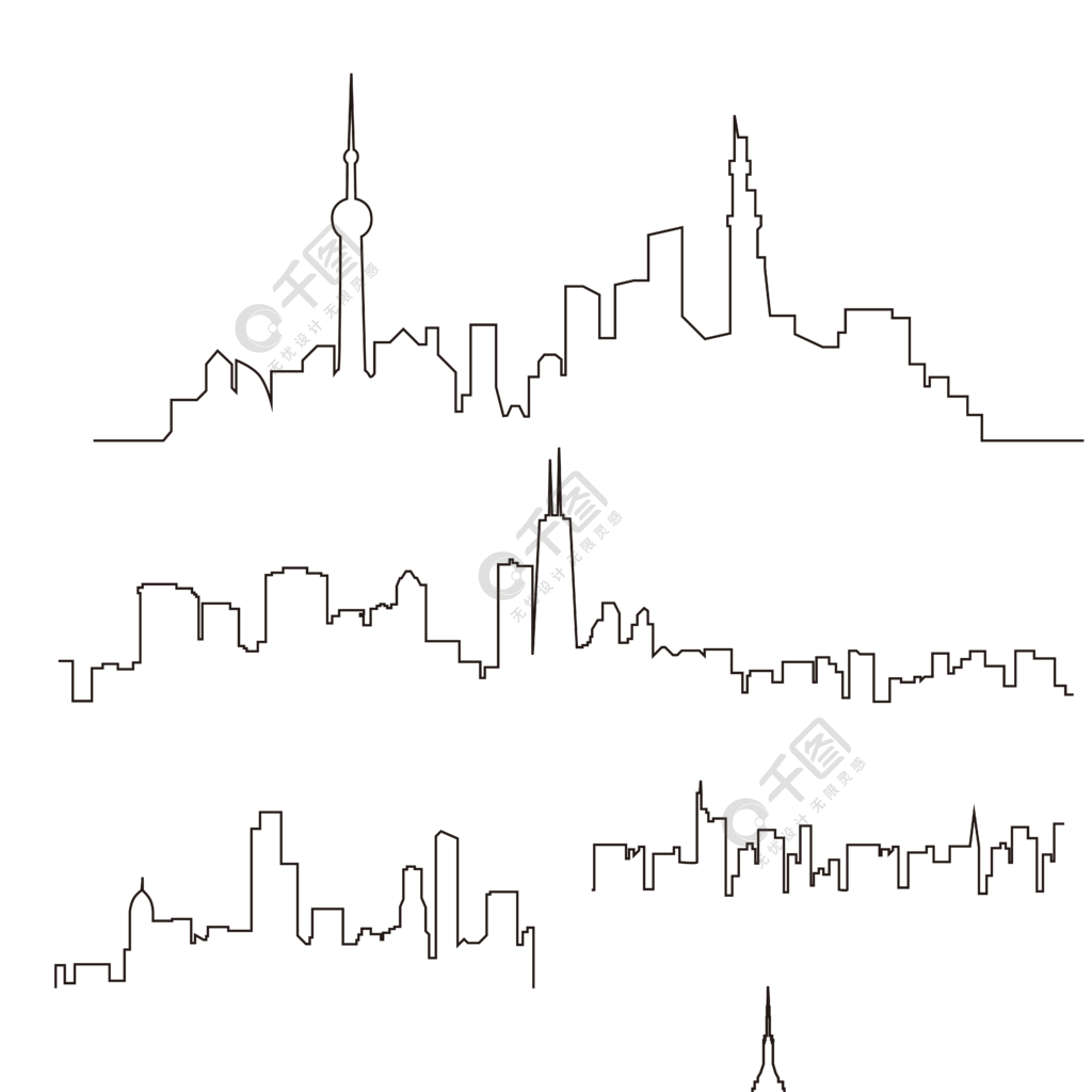 城市建筑轮廓矢量图2年前发布