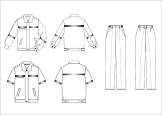 工作服服装效果图款式图 i>春/i>秋季夏季两款外套