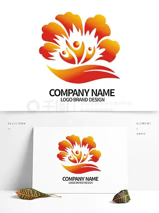 简约红色牡丹花logo标志设计