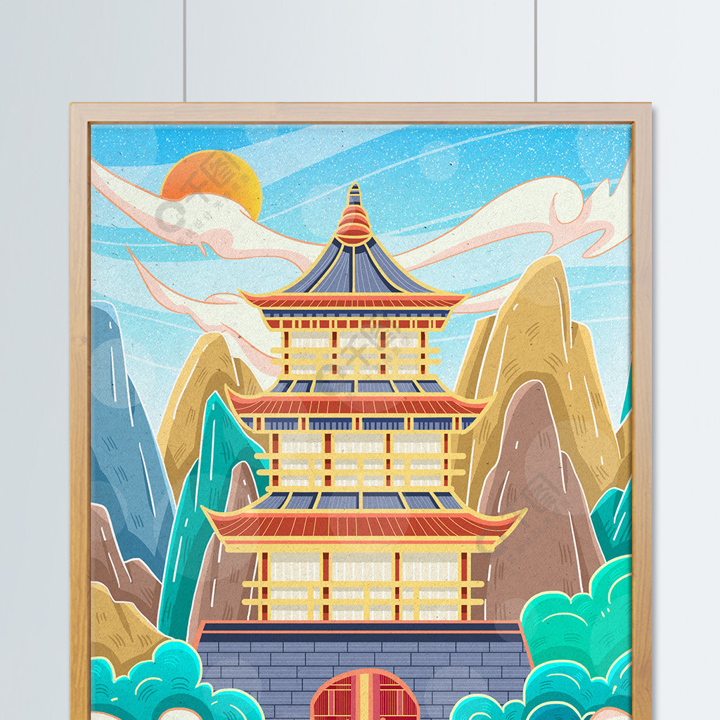 中国古代建筑亭台楼阁插画2年前发布
