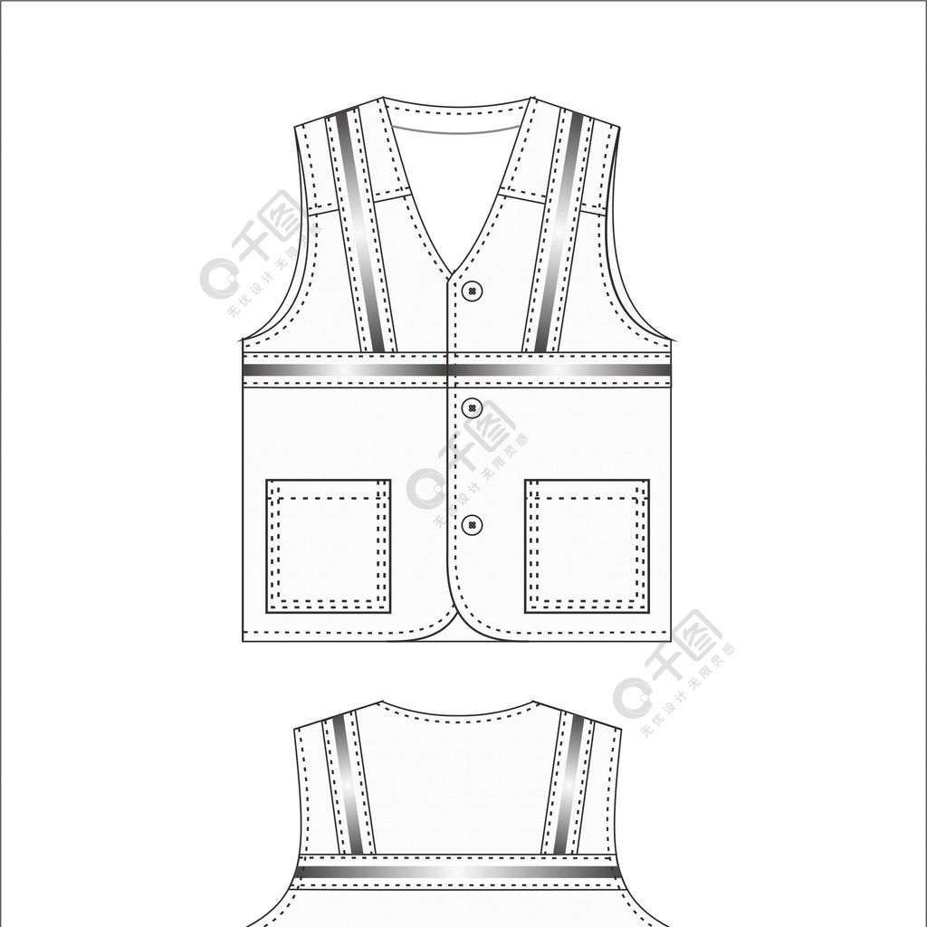 反光马夹设计图工艺图马甲服装效果图矢量图半年前发布