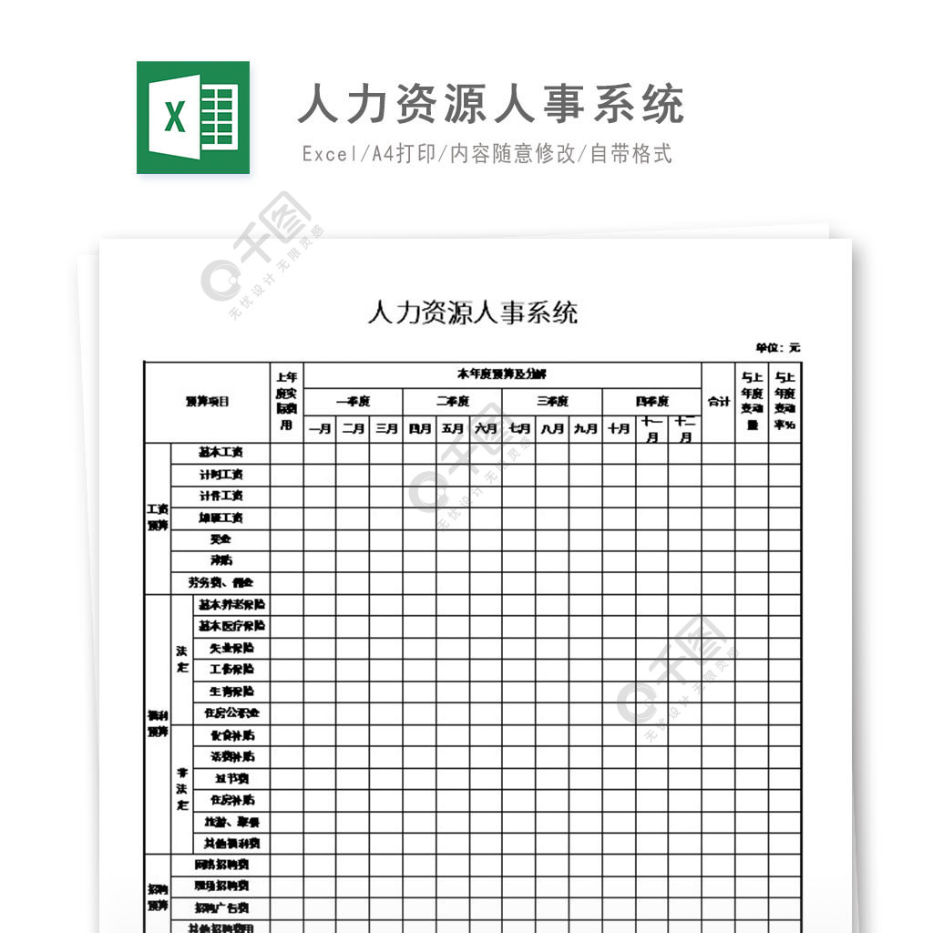 人力资源人事系统excel模板1年前发布