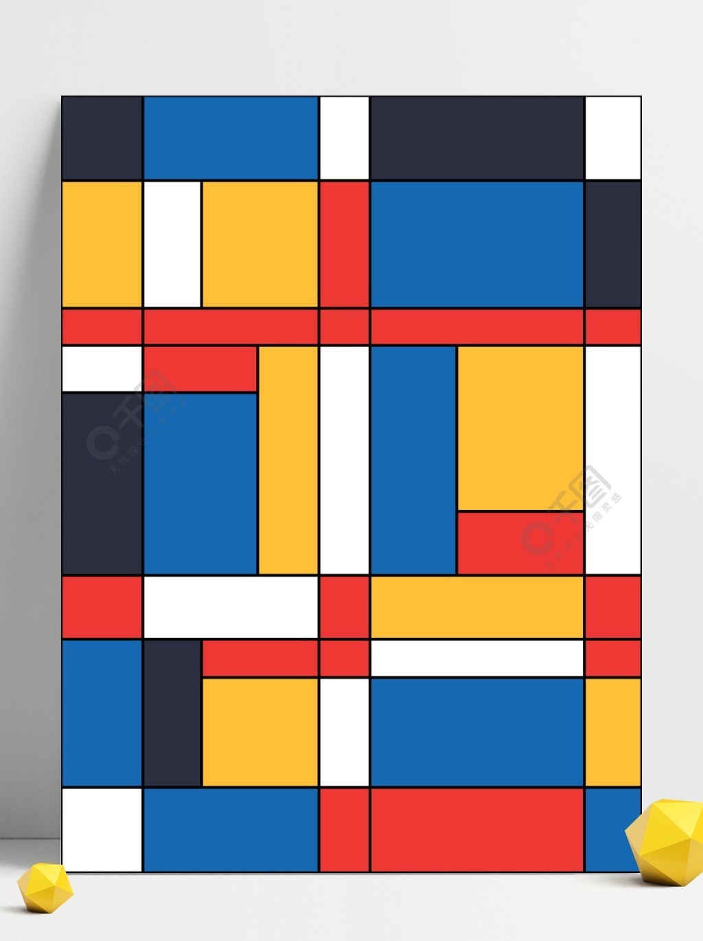 矢量红黄蓝方格线条色块简约海报背景2年前发布