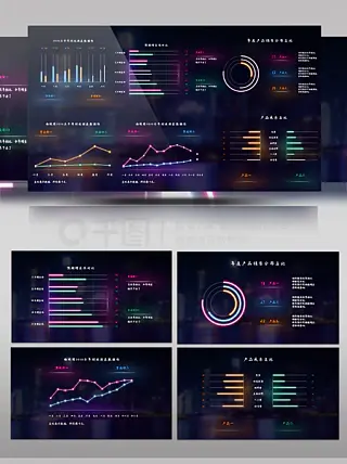 可视化数据科技图表霓虹风企业商务AE模板