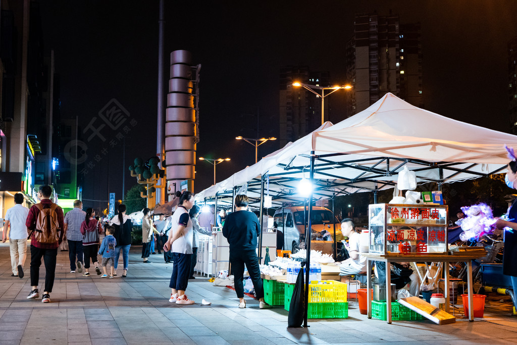 夜市街头繁华摆摊