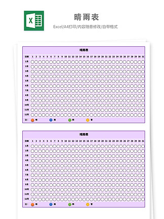 晴雨表excel模板