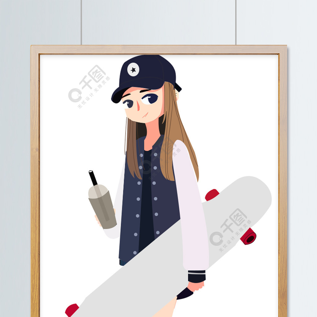 玩滑板的女孩子插画原创1年前发布