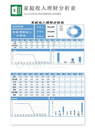 家庭收入理财分析表