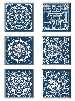中国传统民间纹样花纹图样图案底纹方形套图