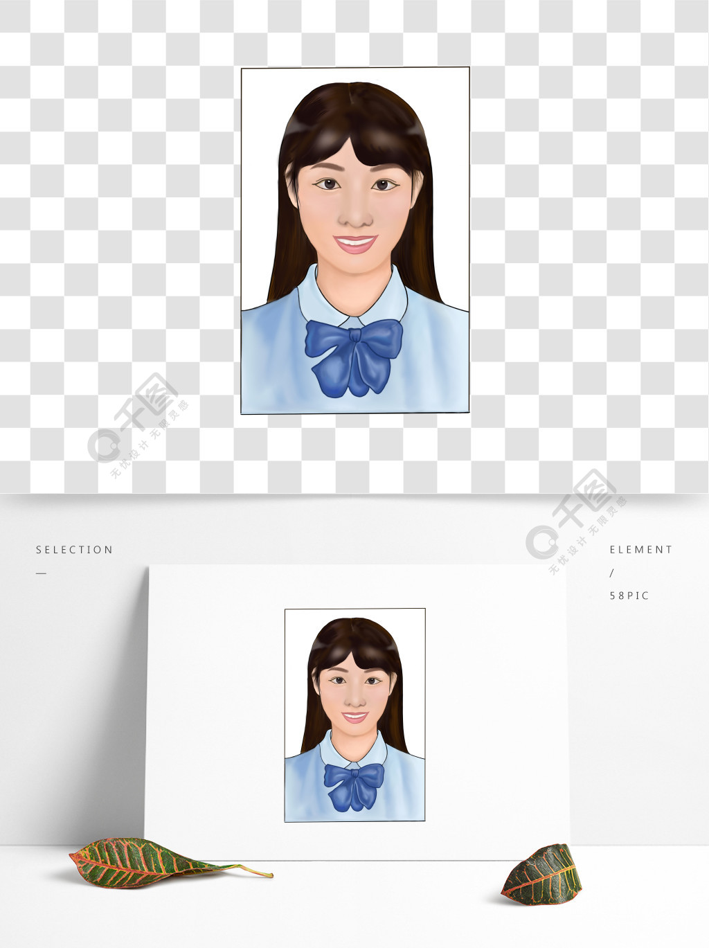 女证件照素材女头像卡通人物头像手绘