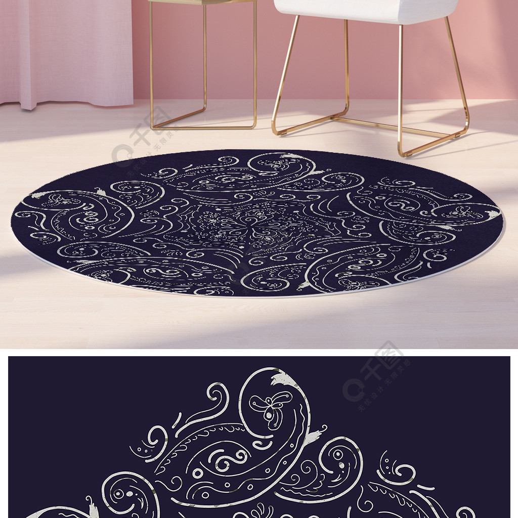 北欧简约抽象线条花纹摩洛哥风格圆形地毯1年前发布
