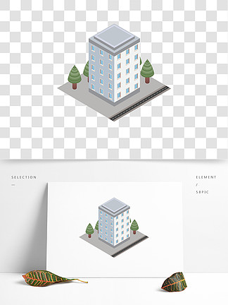 矢量卡通2.5d高楼大厦马路素材