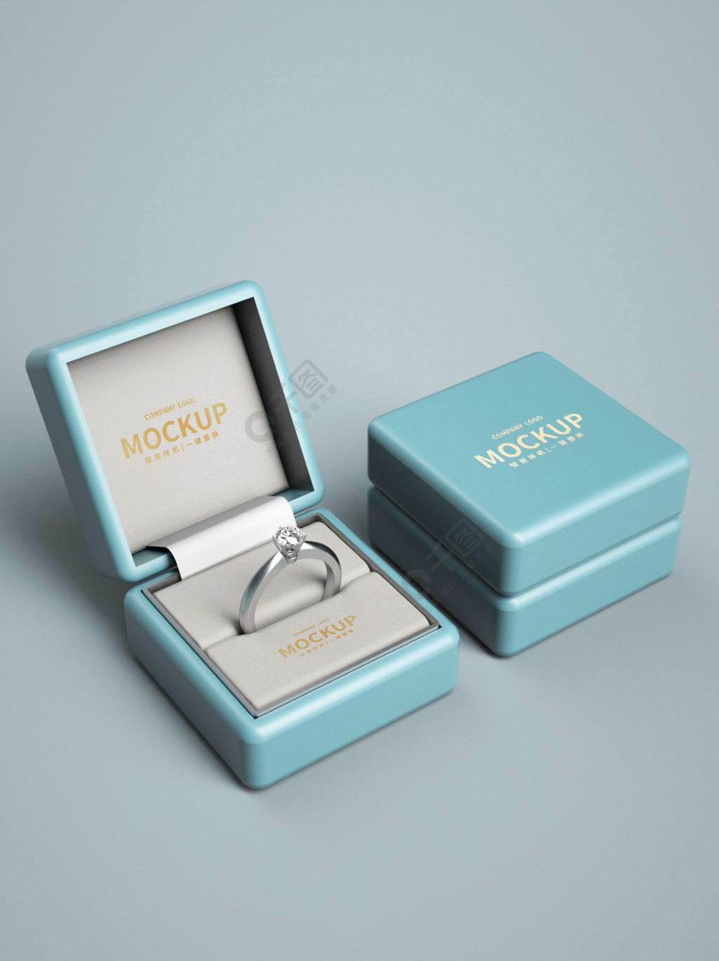 原创3d模型戒指首饰盒包装logo样机