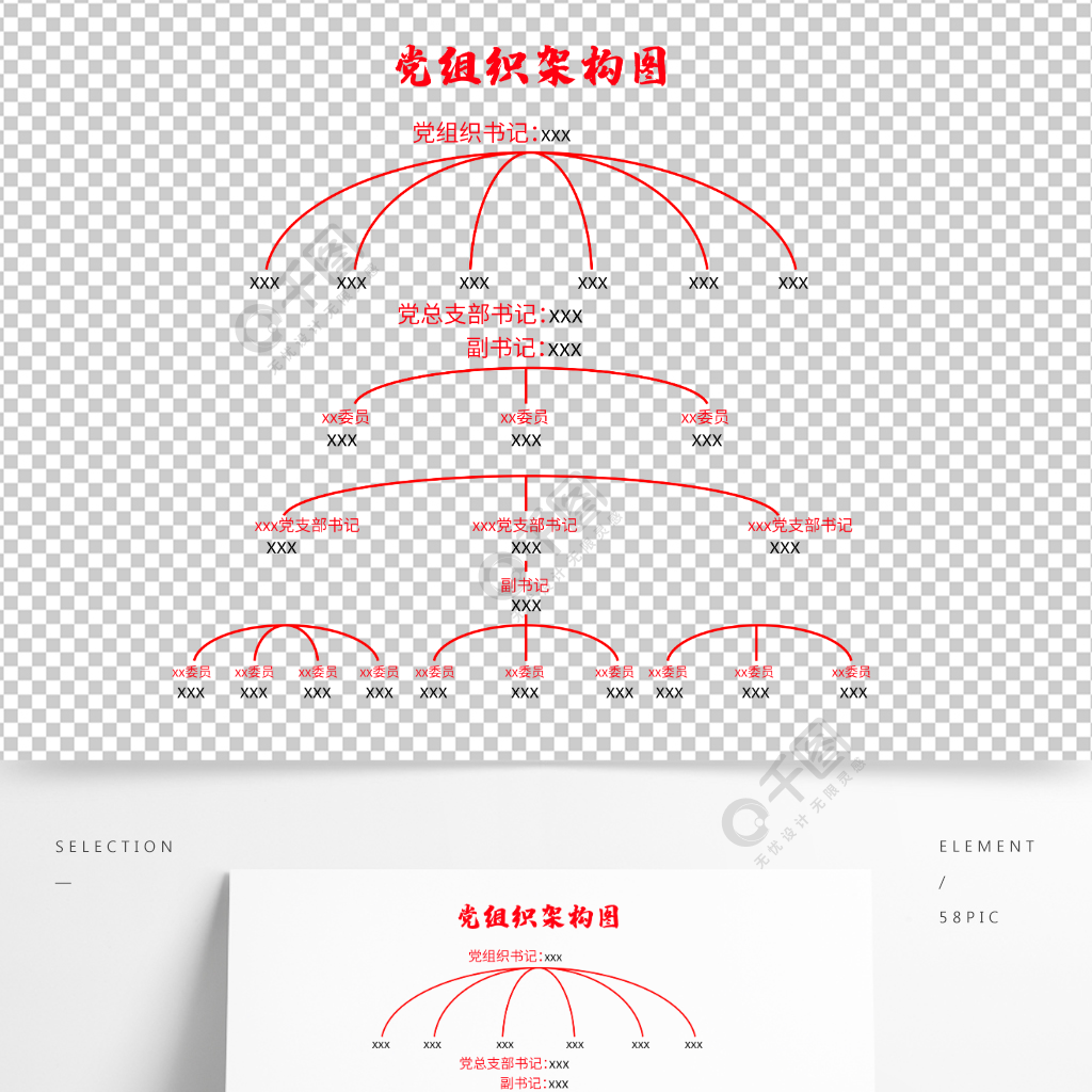 党组织架构图结构图素材元素展板ppt素材