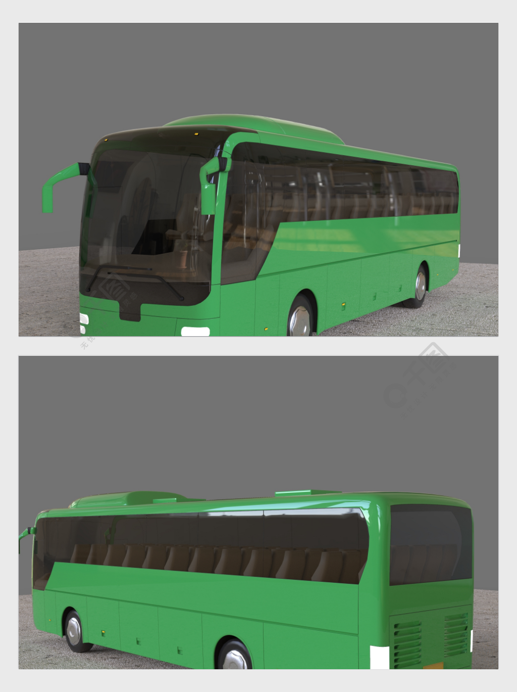 现代绿色公交车模型