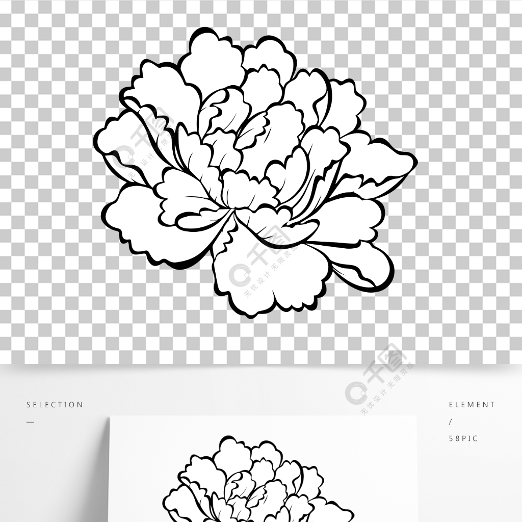 牡丹花卉线条画设计元素半年前发布