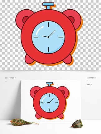 简约卡通手绘红色 i>闹/i>铃ai矢量图插画 i>闹/i i>钟/i>表