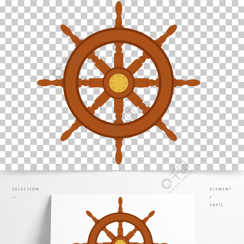 矢量船舵棕色卡通图案装饰模板免费下载_eps格式_2092