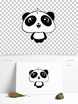 卡通手绘国宝可爱大头熊猫矢量