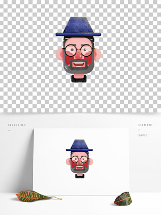 胡子男卡通手绘矢量 i>头/i i>像/i>元素