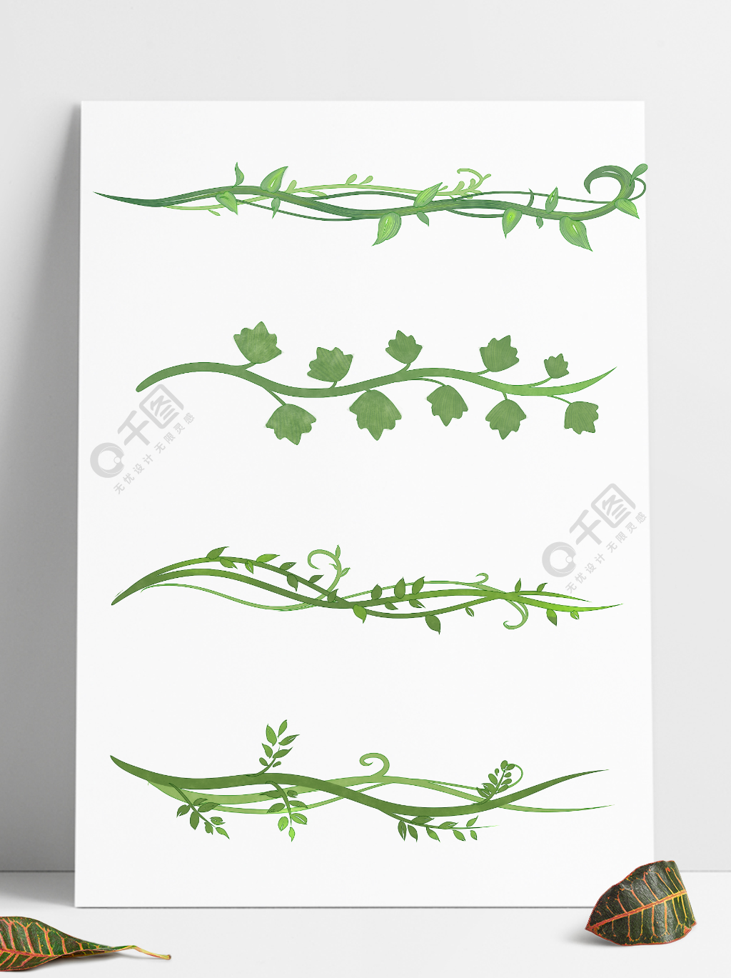 手绘植物藤蔓装饰分割线边框