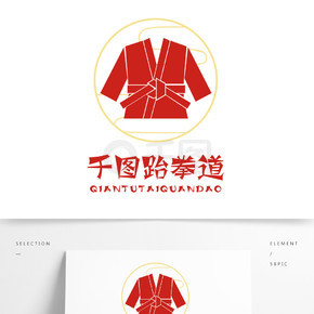 紅色簡約插畫風跆拳道logo