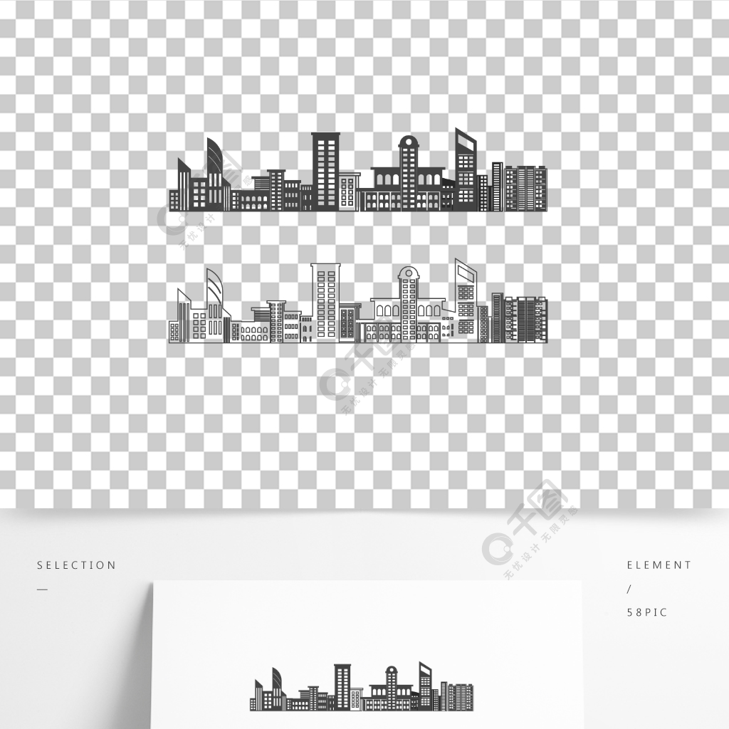 现代城市高楼大厦剪影线稿5月前发布