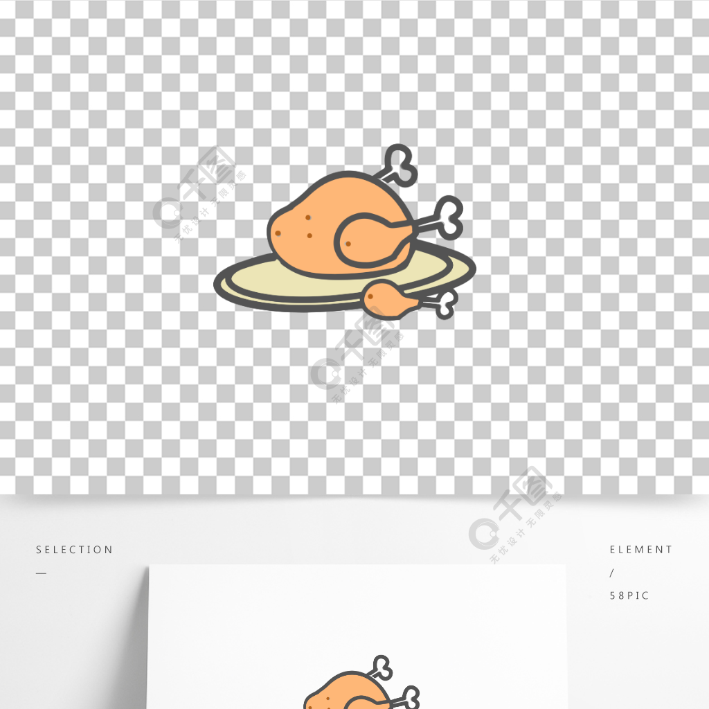 鸡肉卡通一盘鸡可爱手绘菜品鸡腿简笔画半年前发布