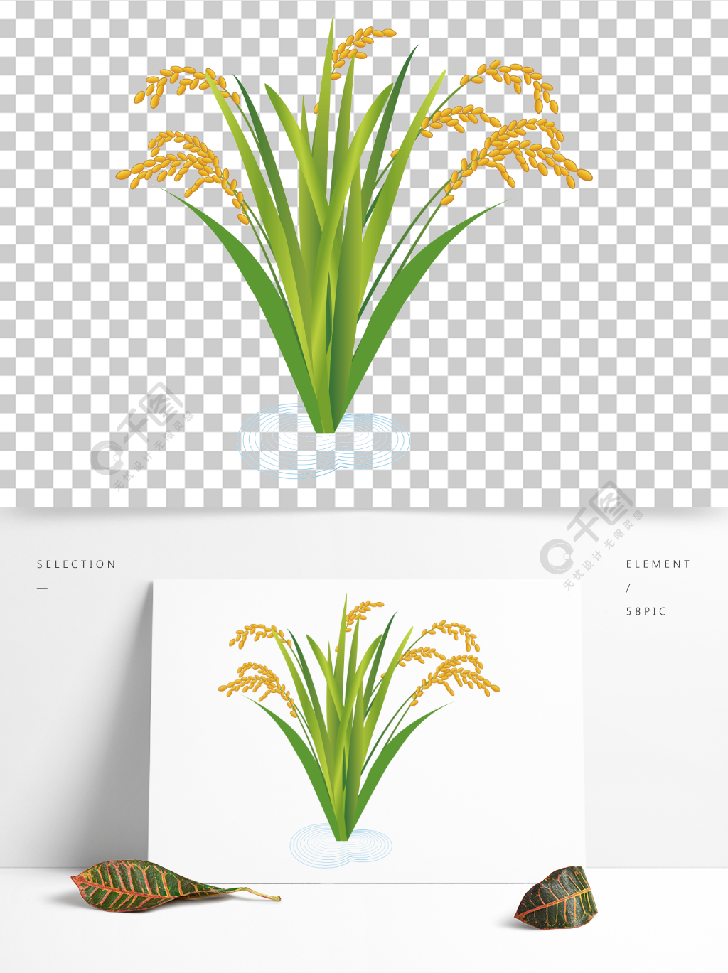 手绘矢量扁平风植物水稻素材免扣装饰图案