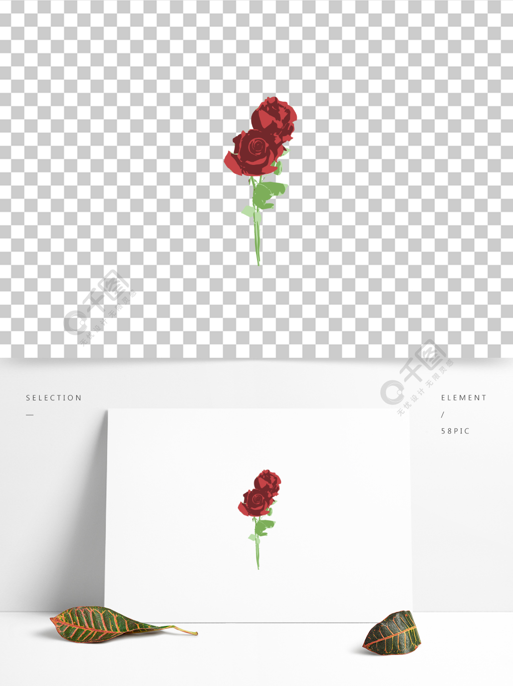 手绘植物一束玫瑰花png免抠素材