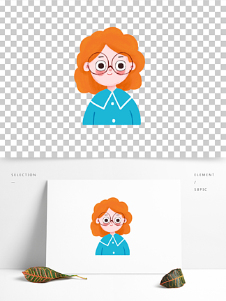 戴眼镜卡通手绘头像