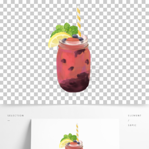 手绘冰饮西瓜汁元素